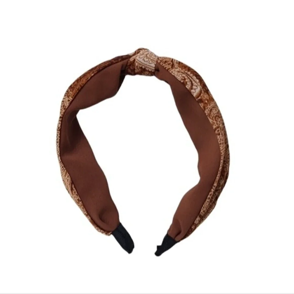 Knot Wide Brown Paisley Headband NEW